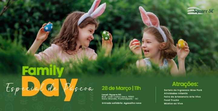Family Day de Páscoa no Square SC promove integração comunitária e ação solidária