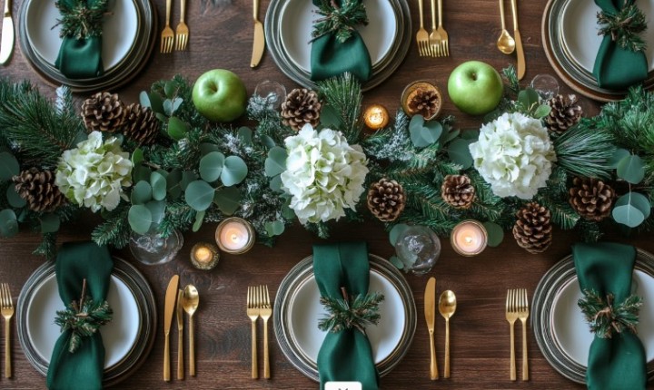Verde natural transforma mesas de Natal com elegância